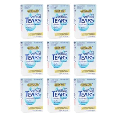 GeriCare Artificial Lubricating Tears, Soothing Eye Hydration Drops - Long Lasting Eye Lubricant Formula, 0.5 fl oz Bottle (15ml) (Pack of 9)