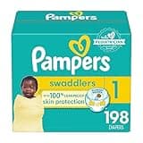 Pampers Baby Diapers - Swaddlers - Size 1, 198 Count, Ultra Absorbent Disposable Infant Diaper