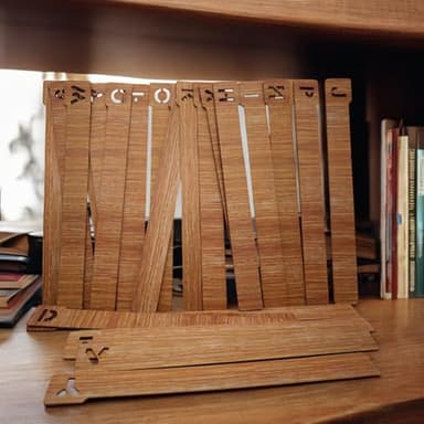 26pcs A-Z Wooden Vinyl Record Dividers, Alphabetical Organizer for Vinyl Records CDs DVDs Books, Durable Letter Separators with Rounded Edges Shelf Storage System for Media Collections