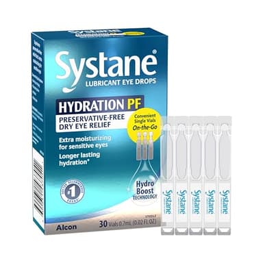 ALCON Systane Hydration Preservative-Free Lubricant Eye Drops, Transparent, 0.6 Fl Oz, 30 Count