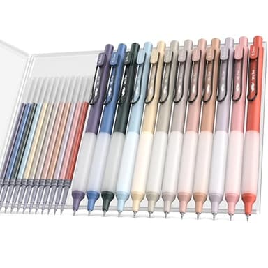 Mr. Pen- Retractable Gel Pens with Case, 12 Pack, Colorful Ink, 12 Refills, Gel Pens Fine Point 0.5mm, Retractable Pens
