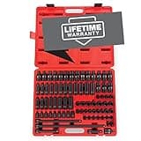 Sunex 80-Piece 3/8" Drive Master Impact Socket Set - SAE/Metric, 5/16"-3/4", 8mm-19mm, Cr-Mo, Radius Corner, Heavy Duty Case