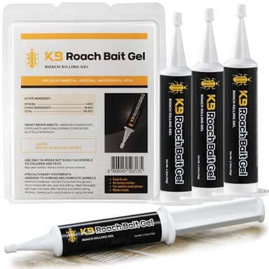 Roach Gel Bait (4 PCS) - German Roach Killer Indoor Infestation for Home with 99% Efficacy (97% USA) - Cockroach Gel Bait Syringes - Fipronil 0.05% - Get Fast Results