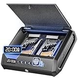 Large Biometric Gun Safe fits 4 pistols, 100 Sets of Fingerprint Handgun Safe with Internal Light & Silent Mode, Emergency Power Supply Gun Lock Box for Home Bedroom Bedside Nightstand and Car TOPMEDA