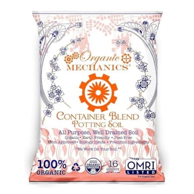 Organic Mechanics Container Blend Potting Soil, 16 qt - All-Purpose, Peat-Free, Well-Drained Blend with Compost, Rice Hulls, and Worm Castings for Growing Annuals, Perennials, Woody Plants