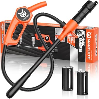 MANPICTE Portable Fuel Transfer Pump, Battery Powered Siphon Pump for Gasoline, Fuel, Gas, Diesel, Water Transfer, 3.0 GPM Flow Oil Extractor with Powerful Suction Ergonomic Nozzle 39 Inches Hose