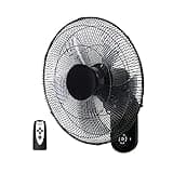 Simple Deluxe 18″ Wall Mount Fan with Remote Control, 5 Blades 3 Speeds, 90° Oscillating Quiet Fan for Indoor, Home, Office and College Dorm Use, 1 Pack
