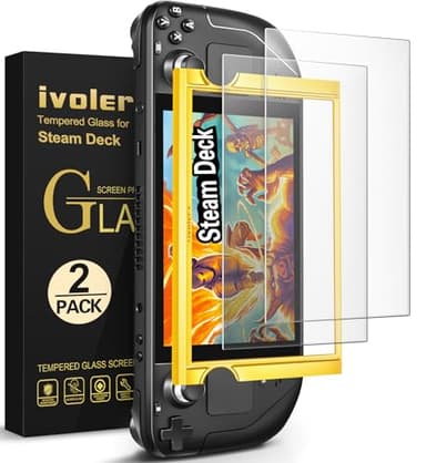 ivoler 2-Pack anti-glare Etched Screen Protector for Steam Deck 7.0''/Steam Deck OLED 7.4'', Matte Anti Glare Tempered Glass with Alignment Frame Anti-Scratch Full Coverage Guard for Steam Deck