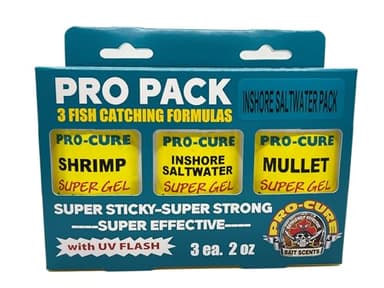 Pro Pack Inshore Saltwater for All You Saltwater Fisherman This Bait Scent Pack has it All. This Value Pack has The 3 Main Bait attractants Used by Saltwater Anglers Around The Globe.