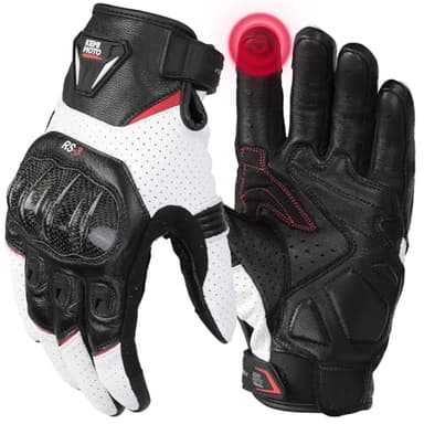 KEMIMOTO Sheepskin Leather Motorcycle Gloves for Men, Protective Motorcycle Gloves for Motocross Motorbike Dirt Bike Bicycle Racing ATV UTV