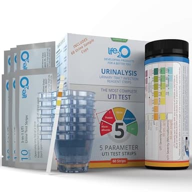 5-in-1 Full Panel UTI Test Strips for Women, Men & Kids (60 Strips) with 2-Factor UTI Severity (Protein & Microalbumin), Urine Test Strips for Bladder, at Home Urinary Tract Infection Kit