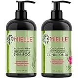 Mielle Organics Rosemary Mint Strengthening Shampoo and Conditioner Infused with Biotin, Cleanses and Helps Strengthen Weak and Brittle Hair, 12 Ounces