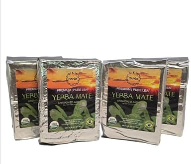 GOYERBAMATE Premium Organic Yerba Mate (Smoke Free, Pure Leaf) 4 x 500g (1.1 lbs)