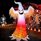 8 FT Halloween Inflatables Ghost Outdoor Decorations, Blow up Yard Decor, Spooky Horror Evil with Blinking Red Eyes Built-in LED Flame Lights for Home Holiday Party Balcony Garden Patio Lawn Outside