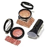 LAURA GELLER NEW YORK Baked Balance-N-Glow Illuminating Powder Foundation, Medium + Retractable Kabuki Brush + Baked Blush-N-Brighten, Pink Grapefruit