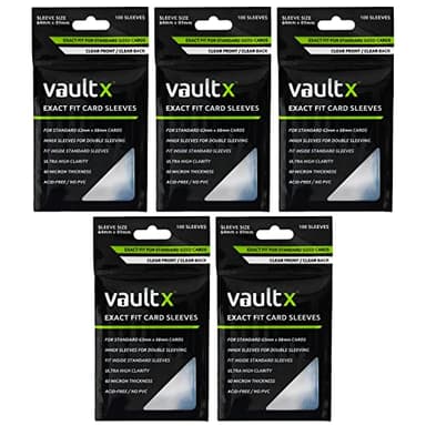 Vault X Exact Fit Trading Card Sleeves, Soft, High Clarity, Perfect Fit Inner Sleeves, Collectible Card Games, Sports, TCG (500 Pack)