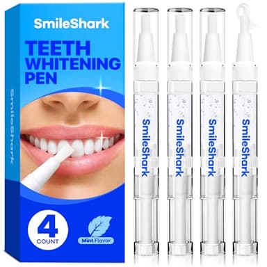 SmileShark Premium Teeth Whitening Pens (4 Count), Sensitive-Free Whitening Gel, Professional-Strength Formula, On-The-Go Tooth Gel for Adults