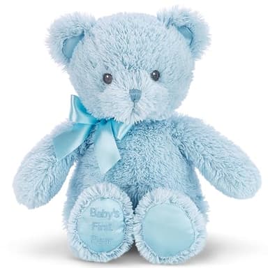 Bearington Blue Teddy Bear - 12" Fluffy and Cuddly My First Teddy Bear Companion with Premium Plush and Soft Fur - Adorable Stuffed Animal for Baby Boy Gift for Babies, Toddlers and Kids