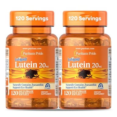 Puritan's Pride Premium Lutigold Lutein Carotenoid 20mg with Zeaxanthin for Men and Women, Dietary Supplement for Eye Health Support, 8 Month Supply, 120 Easy-to-Swallow Softgels, 2 Pack