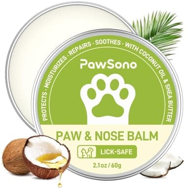 Lick-Safe Dog Paw & Nose Balm with Coconut Oil | Winter Road Salt & Cold Pavement Protector | All-Natural Moisturizer & Soother for Dry, Cracked Pads & Snout, Nose Butter for Bulldogs (60 g /2.1 oz)
