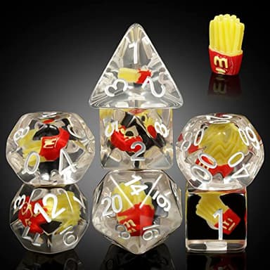 Chips DND Dice Set, DNDND 7PCS Resin Polyhedral Die with Velvet Bag for D&D Role Playing Games and Tabletop Games（Chips