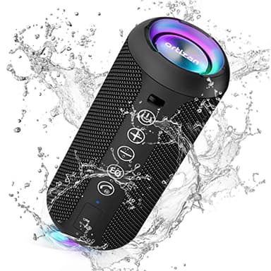 Ortizan Portable Bluetooth Speaker (1nd Gen), IPX7 Waterproof, Wireless, Big Sound and Deep Bass, TWS Pairing, 30Hrs of Playtime, Valentines Day Gifts for Him, Birthday Gifts for Men Women - Black