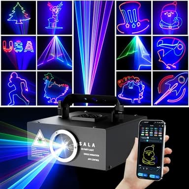 DJ Laser Light with App Control, 3D Animation Laser Projector for Party, Supports Custom Drawings, Text Playback, Personalized Programming, Sound Activated Laser Machine for Stage, Disco, KTV, Bar