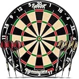 IgnatGames Dartboard Professional Set - Competition Size Kenyan Sisal Dart Board for Adults - Staple-Free Ultra-Thin Wire Spider with Accessories & 6 pcs Premium Darts