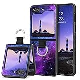 GUAGUA Compatible with Samsung Galaxy Z Flip 5 5G Case 6.7 Inch Glow in The Dark, Noctilucent Luminous Space Nebula Slim Fit Cover Protective Anti Scratch Phone Case for Galaxy Z Flip5, Blue Nebula