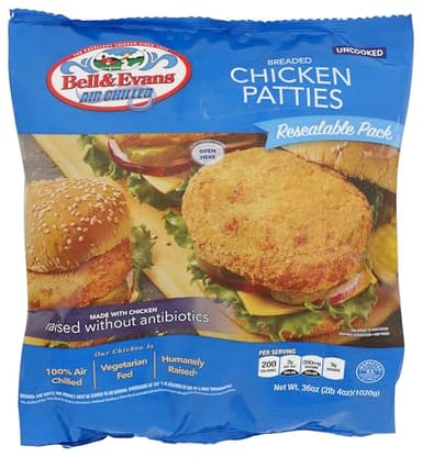 Bell & Evans Breaded Chicken Patties, 36 OZ