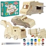 Kraftic Woodworking Building Kit for Kids and Adults, 3 Educational DIY Carpentry Construction Wood Model Kit Toy Projects for Boys and Girls, Build a Wooden Food Truck, Racing Car and Garbage Truck