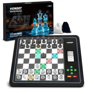 Vonset Electronic Chess Board L6 with LED Lights, Computer Chess Set with Piece Position Display, Chess Computer Game for Beginners and Lovers
