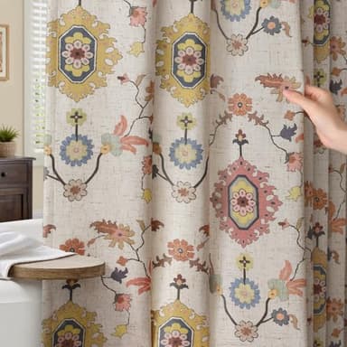 NDDYCU Boho Floral Shower Curtain, Vintage Cottage Core Shower Curtains for Bathroom, 72Wx72H Inch
