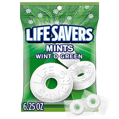 LIFE SAVERS Wint-O-Green Sugar Free Green Bag Individually Wrapped Breath Mints Hard Candy, 6.25 Oz Bag
