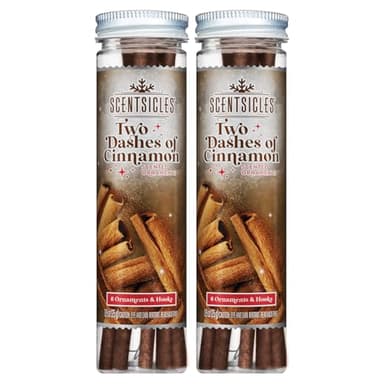 Scentsicles Two Dashes of Cinnamon Scented Christmas Ornaments with Hooks - 2 Bottles (12 Sticks Total)