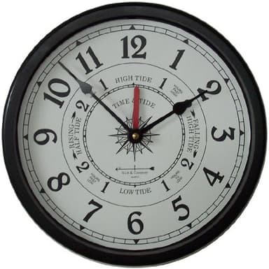 West & Company Black Nautical Tide & Time Clock with Protective Lens - 9 1/2" Nautical Beach Décor