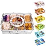 WACOI Divided Snack Serving Tray with Lid and Handle travel Snackle Box Charcuterie Container Portable Storage Organizer for Candy, Fruits, Nuts, Snacks 1Pack White