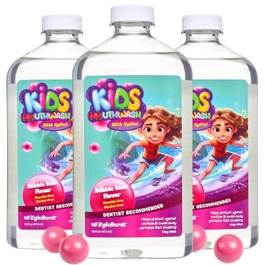 Xyloburst Oral Rinse Kids Mouthwash - Natural Xylitol Mouthwash, Fluoride Free Mouth Rinse with Aloe Vera, Alcohol Free, 16 fl oz - 3-Pack