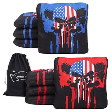 JST GAMEZ Professional Tournament Cornhole Bags Set of 8 Regulation 6”x6”, 15–16 oz | Dual-Sided Slick & Stick | Quad-Stitched Durability | Premium Resin Fill | Includes Carry Bag