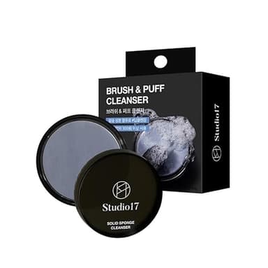 STUDIO17 Solid Makeup Brush Cleaner 300+ Usage | Convenient Makeup Cleaner for Both Brushes & Puffs | Cosmetic Brush Cleaner Charcoal Included | Compact Size