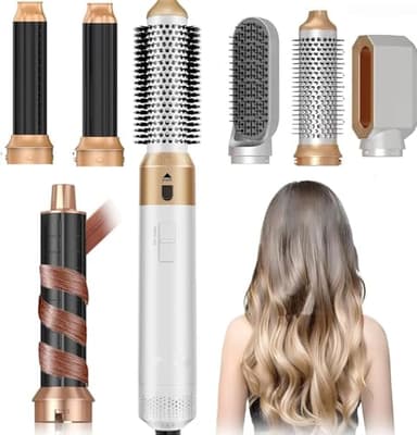 Hair Dryer Brush 5 in 1, Negative Ion Blow Dryer Brush Set - 110,000 RPM High -Speed Hot Air Brush Air Styler Curling Wrap Air Curler, Curling Iron Hair Styling Tool for Straight Curl Drying Smoothing