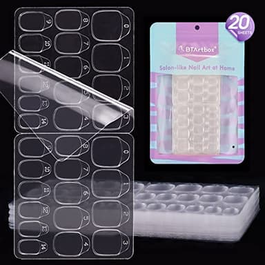 BTArtbox Adhesive Tabs for Press On Nails - 20 Sheets, 15 Sizes, Ultra Thin & Waterproof Stickers for Fake Nails, 600PCS Double Sided Jelly Sticky Tabs for Manicure