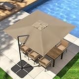 SUNBURY 10FT Square Cantilever Patio Umbrella with Tilt Adjustment and 360-Degree Rotation, Offset Hanging Umbrella for Backyard (Khaki)
