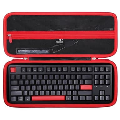 Hard Storage Case for Keychron QMK/VIA/Aula F75 Pro/WIN68 HE/RedThunder 60%/GEODMAER 65% Gaming Keyboard,Travel Case for EPOMAKER x Aula F75/Ajazz AK820 Pro Mechanical Keyboard(Only Box)(Black + Red)