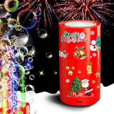 Ivtivfu Fireworks Bubble Machine with Lights for Party (20 Holes), Kids Bubble Machine with Closeable Sound, Party, Christmas, Chinese New Year