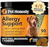 Pet Honesty Dog Allergy & Itch Relief - Advanced Itch Supplement with Probiotics for Dogs - Immune Support & Skin Relief for Seasonal Allergies - Natural Itchy Skin & Paw Relief - (Salmon, 90 Ct)