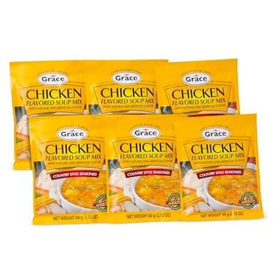 Grace Chicken Flavored Soup Mix 2.12oz - 6 Pack - Jamaican Country Style Seasoned Chicken Soup Mix - Packaged Dry Soup Mix Packets