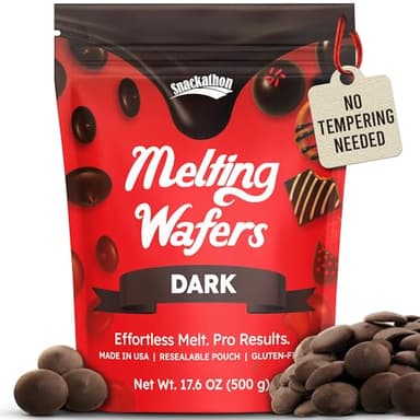 Snackathon Melting Wafers, Dark Compound Chocolate Coating, 17.6 OZ Resealable Bulk Bag, Smooth & Creamy Candy Melts for Baking, Dipping, Molding & Decorating Desserts