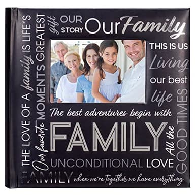 Malden International Designs 4x6 Horizontal 2 Up Family Photo Album Black Book Bound Memo Writing Areas Hard Cover 3.5 x 5 Front Cover Photo Pocket