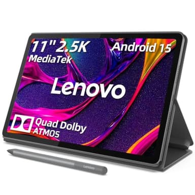 Lenovo 11″ Tablet, 2.5K IPS Touchscreen Display (90Hz), 8-Core MediaTek Dimensity 6300, 8GB RAM, 512GB Storage (UFS+SD Card), All-Day Battery, Includes Stylus Pen + Protective Folio Case, Luna Grey